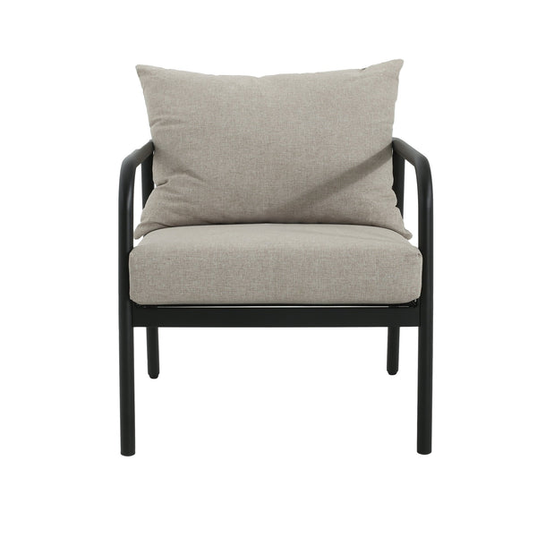 English Elm Christopher Knight Home® - Leora Weather-Resistant Round Tube Sofa Chair 2-Pack, Beige Cushions, Aluminum Frame, 400lb Capacity N775P180132B