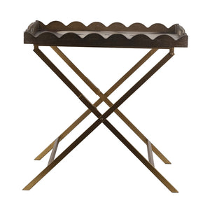 English Elm 23.5x15.5x24" Brown Mdf Accent Table Swan Motif Iron Legs Vintage Boho Side W2078P461560