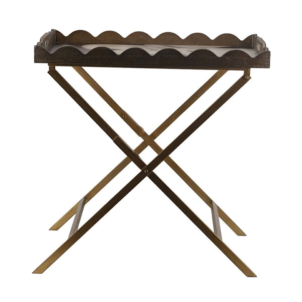 English Elm 23.5x15.5x24" Brown Mdf Accent Table Swan Motif Iron Legs Vintage Boho Side W2078P461560