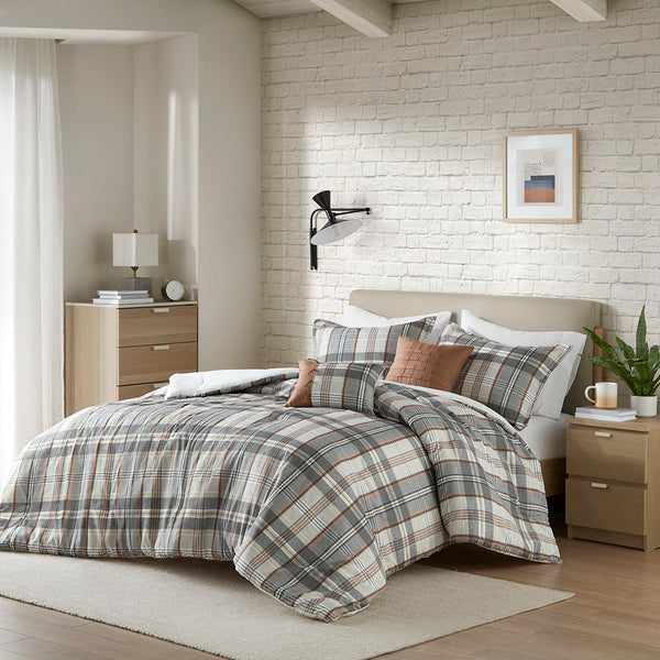 JLA Home Intelligent Design - Plaid Timeless Comforter Set with Hypoallergenic Fill, OEKO-TEX Fabric, Antimicrobial Finish, Machine Washable 90 L x 90 W x 1H ID10-2333