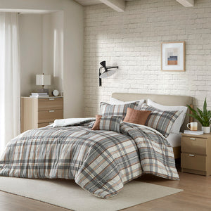 Intelligent Design Blake Casual Plaid Comforter Set ID10-2333 Tan/Gray