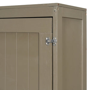 English Elm Queen Murphy Bed Cabinet with Vanity Desk Hydraulic Lift Mirror Distressed Finish Gray LP000766AAE-1