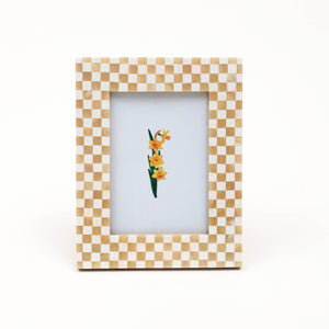 English Elm Decorative Checkerboard Bone Resin Tabletop Photo Frame, 5"X7" - Handcrafted Chic Elegance! B346P336869