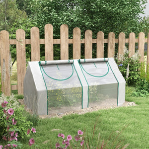 English Elm Outsunny Portable Outdoor Greenhouse Steel Frame Dual Pe Cover with Roll up Windows W2225P229275