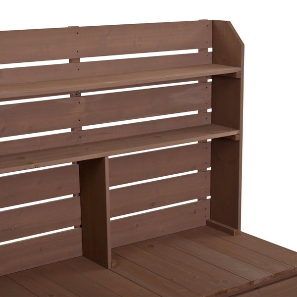 English Elm (assembly Video) Topmax Solid Fir Outdoor Potting Bench Grill Cart with Hutch Storage Brown N717P404333D