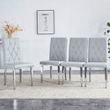 English Elm 4 Piece Dining Chairs.Light Gray Provides A Modern Feel, While The Checkered Buckle Design Has A Traditional and Classic Touch. Suitable For Various Occasions Such As Kitchens,Conference Rooms, Etc.