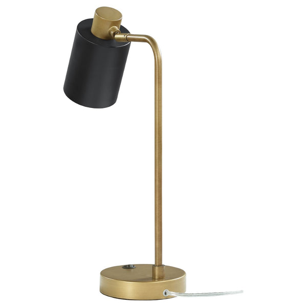 English Elm Dharma Antique Brass Metal Task Lamp with Matte Black Shade for Desk or Nightstand B062P441030