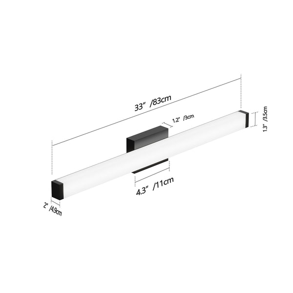 English Elm Bathroom Vanity Light Black - 33" Modern Led Light For Bright, Energy-Efficient Bathroom Illumination W2312P374951