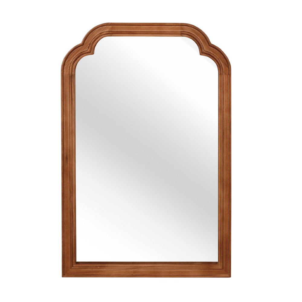 English Elm Yellowish Brown Decorative Mirror 24" X 36" - Solid Wood Rounded Corner Accent For Any Room W2203P389100-GIGA