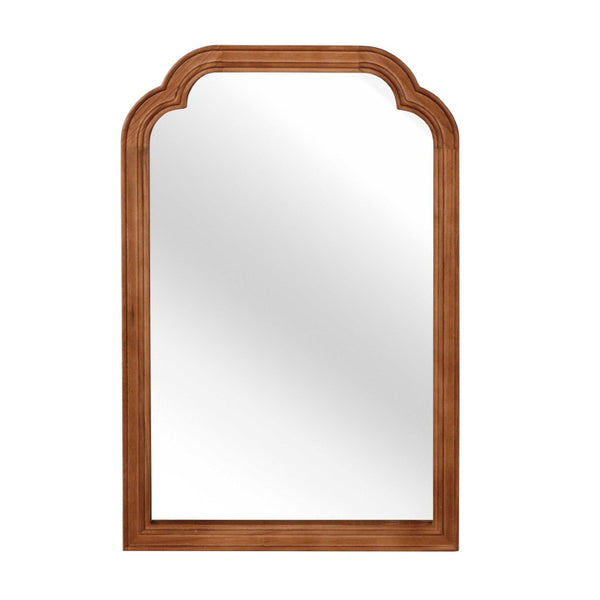English Elm Yellowish Brown Decorative Mirror 24" X 36" - Solid Wood Rounded Corner Accent For Any Room W2203P389100-GIGA