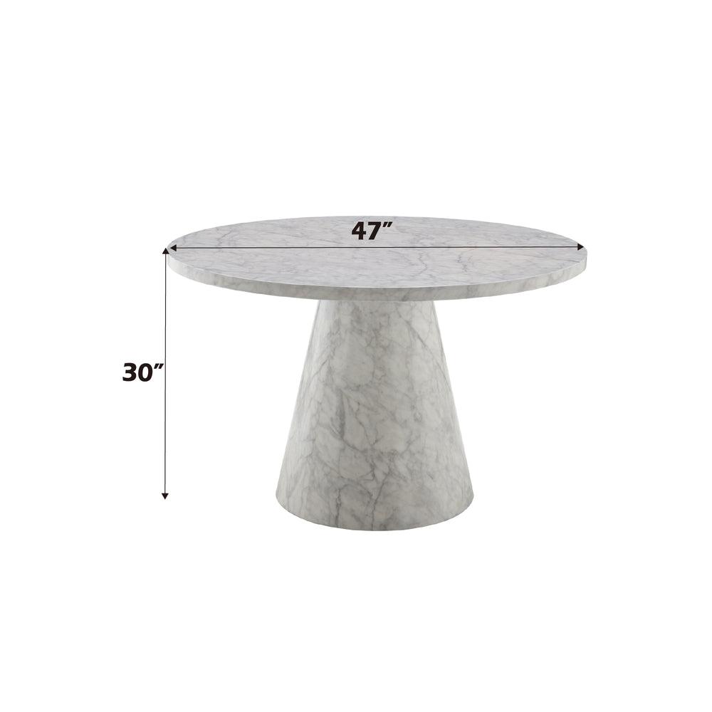 English Elm Kacey Stone Gray Engineered Stone Round Dining Table with Marble Grain Finish, 25mm Top, 29" Clearance B2726S00067