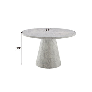 English Elm Kacey Stone Gray Engineered Stone Round Dining Table with Marble Grain Finish, 25mm Top, 29" Clearance B2726S00067