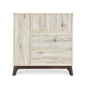 English Elm Christopher Knight Home® - CABINET mid-century modern faux wood storage console with splayed legs, drawers & cubby shelves Oak 67351.00SONOAK
