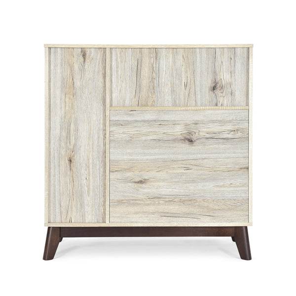 English Elm Christopher Knight Home® - CABINET mid-century modern faux wood storage console with splayed legs, drawers & cubby shelves Oak 67351.00SONOAK