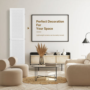 English Elm 8 Panel Pegboard Room Divider 5.6ft Folding Wooden Privacy Screen Freestanding Display White W2701P189940