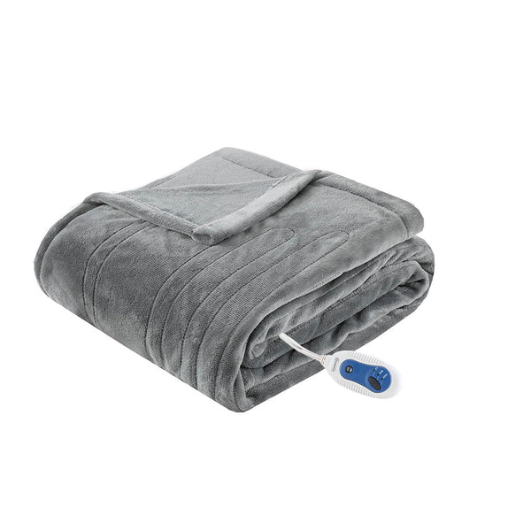JLA Home Beautyrest - Throw Oversized Heated Throw with Secure Comfort Tech, Low EMF, Ultra-Soft Plush, 3 Temps, 5-Year Warranty BR54-0529