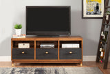 IDEAZ 1643APA Dark Walnut/Black 3 Drawer TV Console Two Tone - Dark Walnut & Black 1643APA