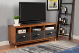 IDEAZ 1643APA Dark Walnut/Black 3 Drawer TV Console Two Tone - Dark Walnut & Black 1643APA