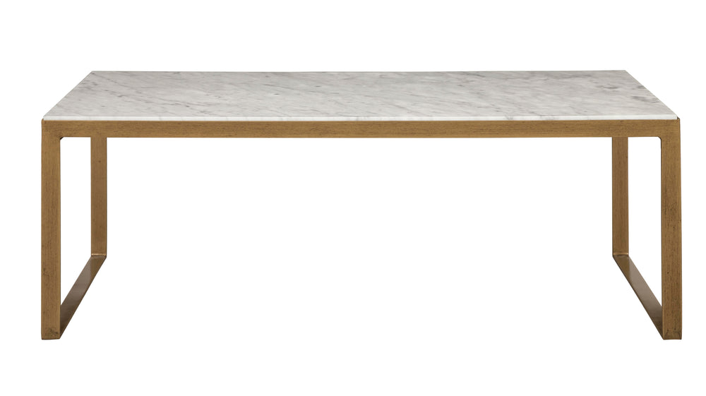 Sunpan Evert Modern Marble Coffee Table with Antique Brass Frame - Elegant Home Accent for Any Room High - 47W x 23.5D x 17.75H