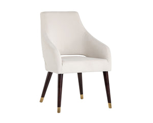 Sunpan Adelaide Dining Armchair - Modern Comfort with Elegant Sloping Arms and Antique Brass Accents Calico Cream