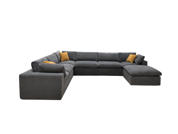 English Elm Coffee Bean Textured Modular Sectional Sofa Low Profile Contemporary Living Room Light Gray B2748S00070