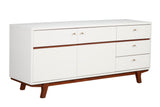 IDEAZ 1644APA White/Browm Classy TV Console White with Brown Accents 1644APA