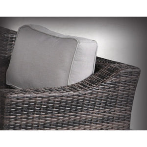 English Elm LSI Swivel Patio Chair Set of 2 — 360° Rotating HDPE Wicker, Rust‑Resistant Aluminum, Plush Cushions B120S00059