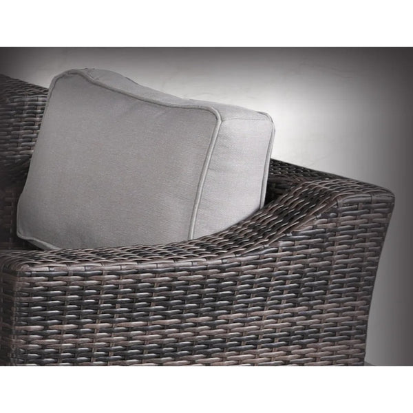 English Elm LSI Swivel Patio Chair Set of 2 — 360° Rotating HDPE Wicker, Rust‑Resistant Aluminum, Plush Cushions B120S00059