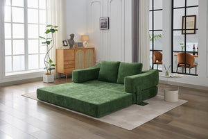 English Elm Modern Modular Chenille Sofa Bed Fold-Out Convertible Floor Couch with Removable Backrest & Pockets in Green W1829P192398