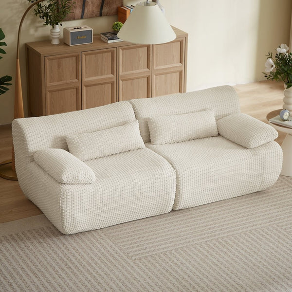 English Elm Loveseat Corduroy Cloud Couch Modular Boneless Sofa for Comfortable Living Room Lounging Cream W2339P461288