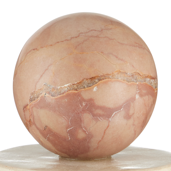 Moreno Marble Objects Set of 2 - Unique Rosa Cappuccino & Breccia Sculptures for Modern Décor
