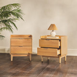 20" Solid Wood 2-Drawer Nightstand - Set of 2 Natural Pine LEEB4CNP-2PK Walker Edison