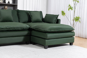 English Elm Modern Chenille Sectional Sofa with Ottoman Modular Layout for Spacious Living Rooms Antique Green W2530S00019