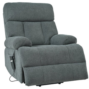 English Elm Oversized Power Lift Recliner Chair with Remote Control, Spacious Fabric Seat and Side Pocket for Comfort and Support Dark Gray W1028P261272