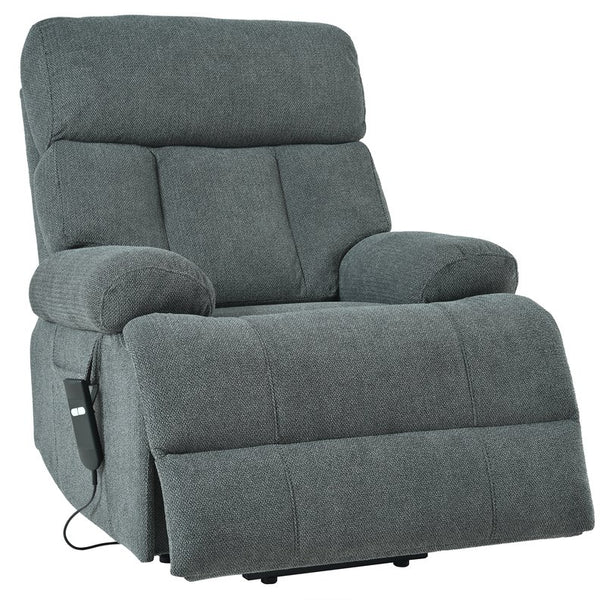 English Elm Oversized Power Lift Recliner Chair with Remote Control, Spacious Fabric Seat and Side Pocket for Comfort and Support Dark Gray W1028P261272