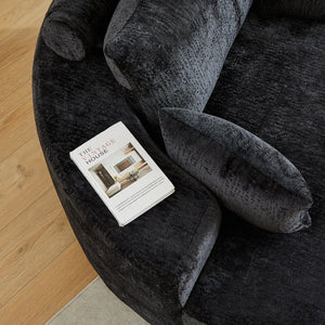 English Elm 55''l 55'l Chenille Swivel Lounge Chair Plush Foam Fill 360 Rotation Modern Living Room Black W834S00642