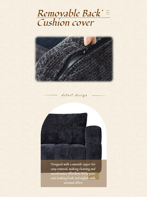 English Elm FX-P54-BK Plush Chenille Sofa with Metallic Legs, Subtle Glamour, Durable Velvet Feel for Living Room Black W576S00169