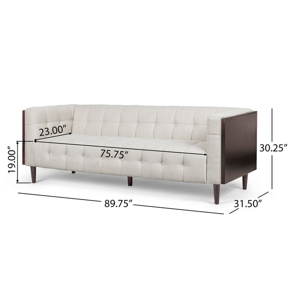 English Elm Christopher Knight Home® - 69871.00Abge_69871.00Bbge Elegant 3-Seater Sofa With Mid-Century Charm And Plush Beige Upholstery N771P225911M_N771P225927M