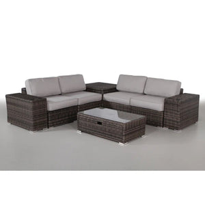 English Elm Fully Assembled All-Weather Rattan Sectional Sofa Set – 8-Piece Outdoor Comfort With Cushions B120S00203