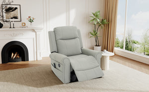 English Elm Manual Swivel Rocker Recliner Pu Leather Chair with Massage Heating and Pocket Spring Support Grey N763P363558E