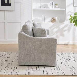 English Elm 83.86" Wide Chenille Three-seater Sofa Deep Cushioned Living Room Couch with Removable Covers Gray W3189S00013
