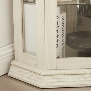 English Elm Lighted Corner Curio Cabinet with Led Glow Tempered Glass Shelves and Mirrored Back W2275P292641