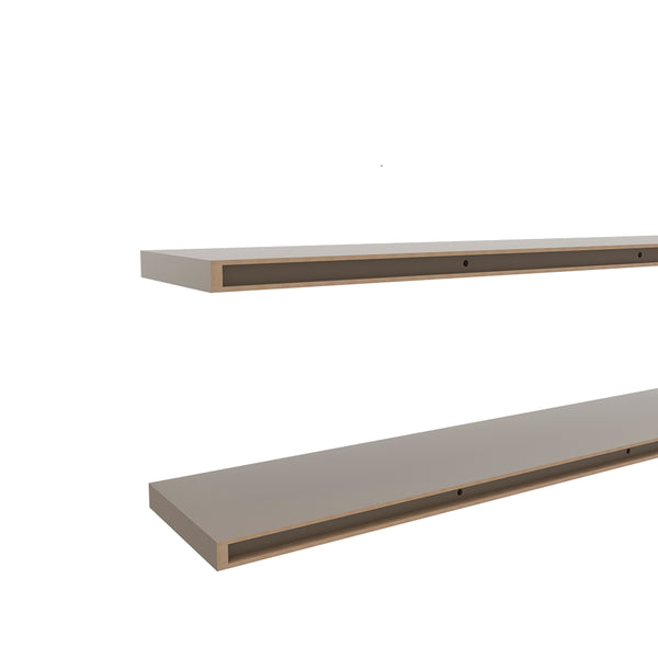 English Elm Floating Shelf Lyle Taupe - Set of 2 Engineered Wood Wall Shelves 47" Space-Saving Modern Decor B092P238742