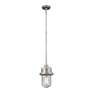 Briggs 6'' Wide 1-Light Mini Pendant - Weathered Zinc and Satin Nickel with Seedy Glass 16501/1 Elk Lighting