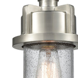 Briggs 6'' Wide 1-Light Mini Pendant - Weathered Zinc and Satin Nickel with Seedy Glass 16501/1 Elk Lighting