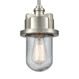 Briggs 6'' Wide 1-Light Mini Pendant - Weathered Zinc and Satin Nickel with Seedy Glass 16501/1 Elk Lighting