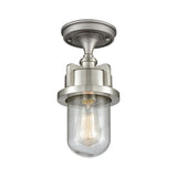 Briggs 6'' Wide 1-Light Mini Pendant - Weathered Zinc and Satin Nickel with Seedy Glass 16501/1 Elk Lighting