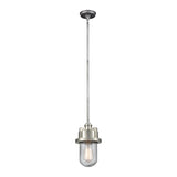 Briggs 6'' Wide 1-Light Mini Pendant - Weathered Zinc and Satin Nickel with Seedy Glass 16501/1 Elk Lighting