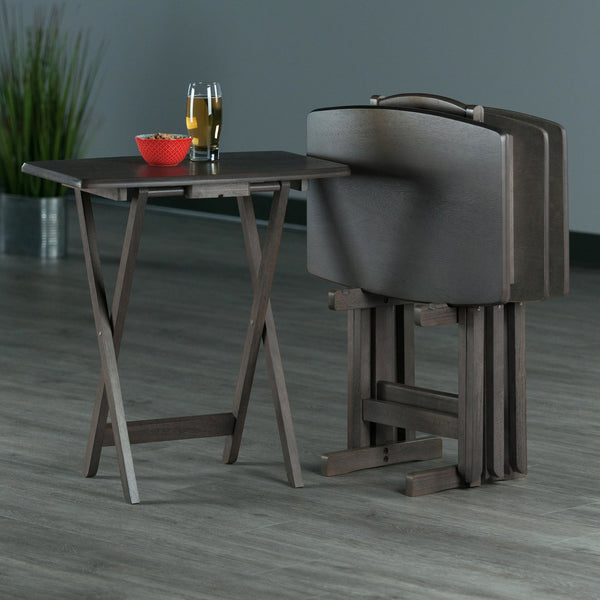 Winsome Wood Dorian 5-piece Folding Snack Table Set In Oyster Gray – Perfect For Entertaining, Easy Storage & Use! Oyster Gray Solid ,Composite Wood 16517-winsome-wood