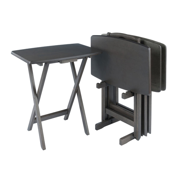 Winsome Wood Dorian 5-piece Folding Snack Table Set In Oyster Gray – Perfect For Entertaining, Easy Storage & Use! Oyster Gray Solid ,Composite Wood 16517-winsome-wood